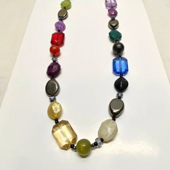 MKM Designs Fashion Necklace Faceted Plastic Beaded Multicolor 34" Boho NWT - Picture 3 of 15